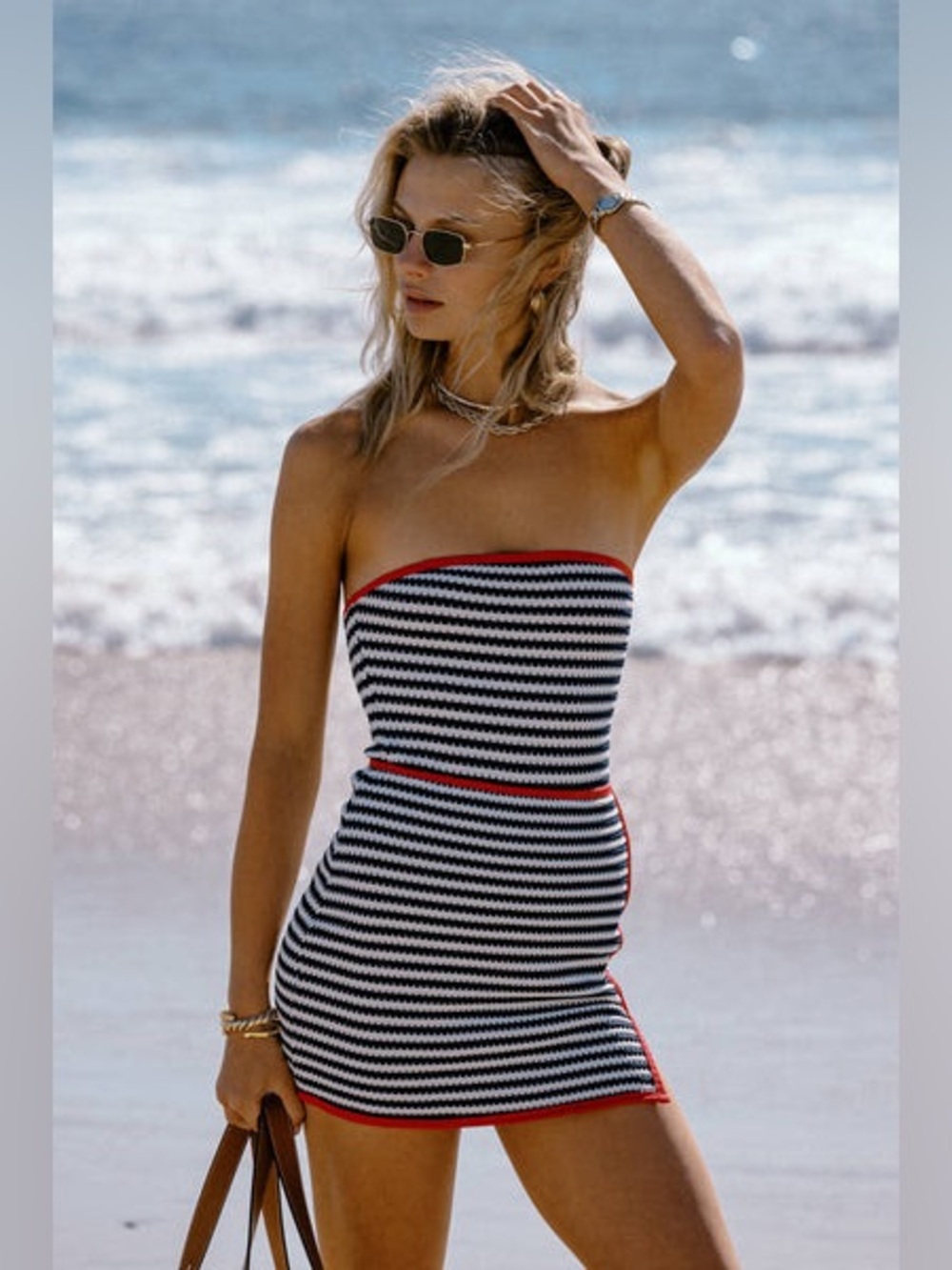 NWT Beach Riot Eli Skirt Indigo Midnight with Red Trim, Size M